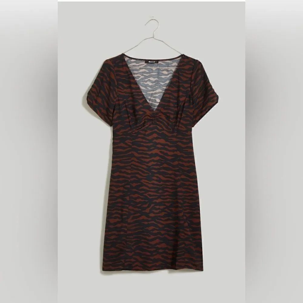 Madewell V-Neck Mini Dress in Abstract Animal - Picture 6 of 8